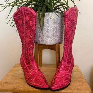 Hot pink sequin Western Cowgirl Boot - size 8- NBW -NEW